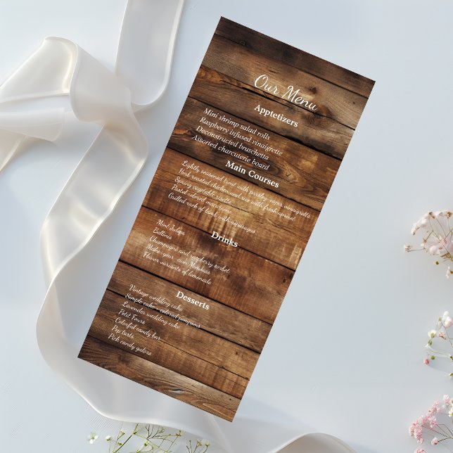 Rustic Wood Couples Photo Country Wedding Dinner Menu (Creator Uploaded)
