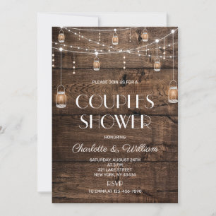 Rustic Wood Couples Shower Invitation