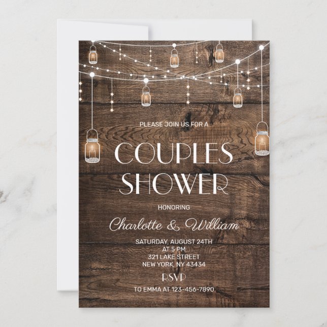 Rustic Wood Couples Shower Invitation (Front)