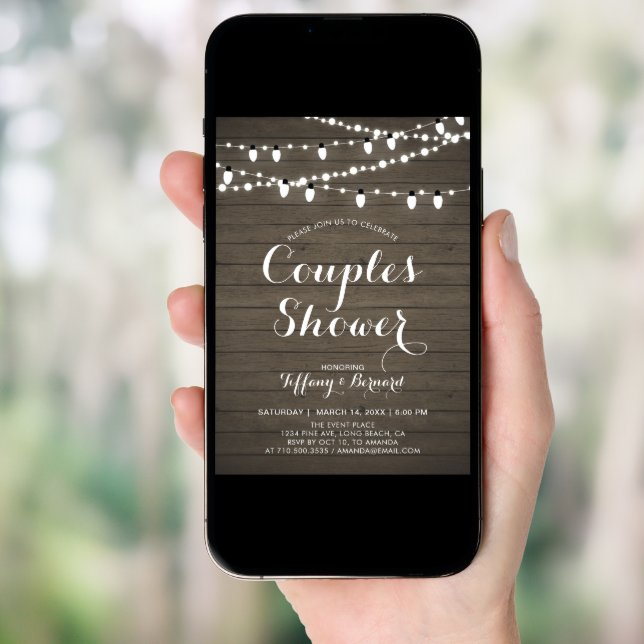 Rustic Wood Couples Wedding Shower Invitation (Front Digital)