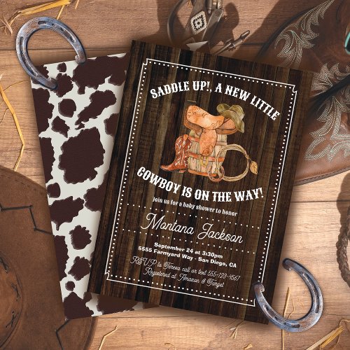 Rustic Wood Cowboy Baby Shower Invitation