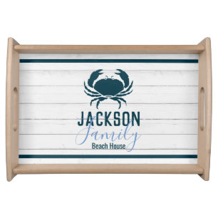 Rustic Wood Crab Custom Family Serving Tray