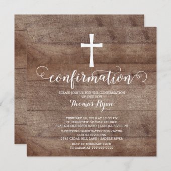 Rustic Wood Cross Confirmation Invitation | Zazzle