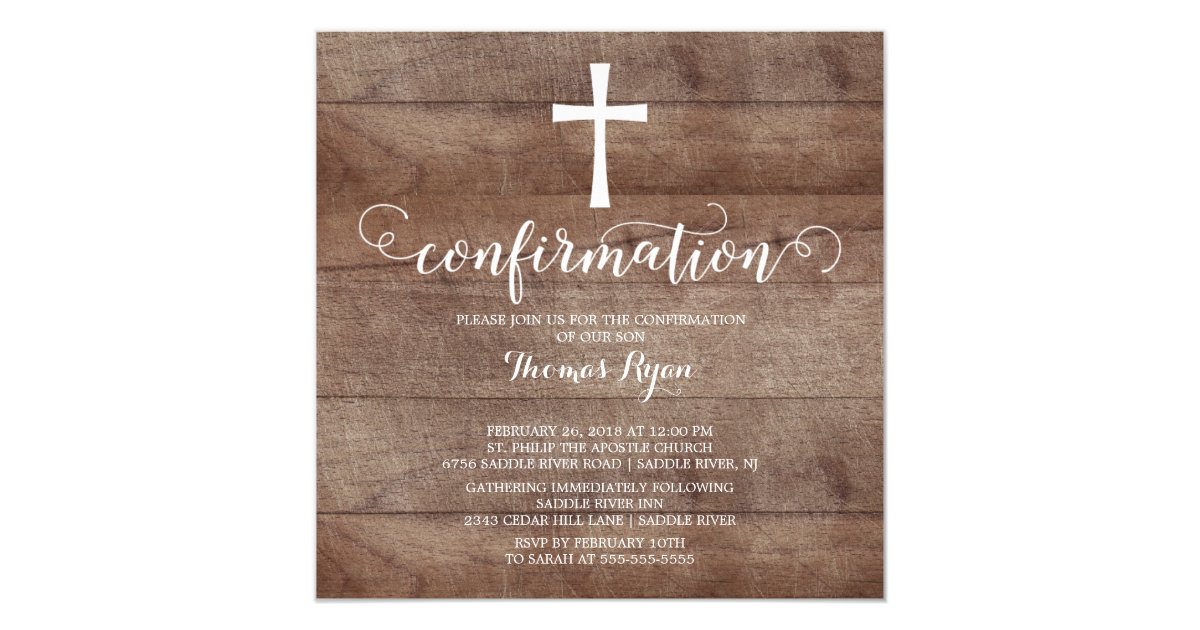 Rustic Wood Cross Confirmation Invitation | Zazzle.com