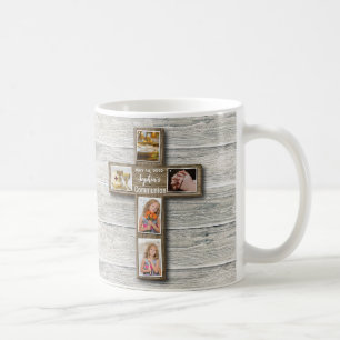 Rustic Wood Cross First Holy Communion Photo Coffee Mug
