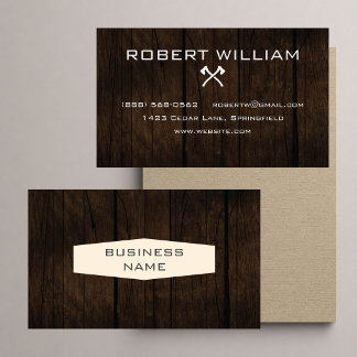 Rustic Wood Crossed Axes Contractor Business Card