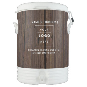 Rustic Wood Custom Business Logo  Branded Beverage Cooler