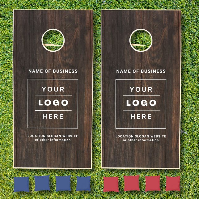 Rustic Wood Custom Business Logo  Branded Cornhole Set (Creator Uploaded)