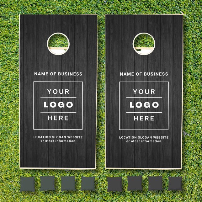 Rustic Wood Custom Business Logo  Branded Cornhole Set (Creator Uploaded)