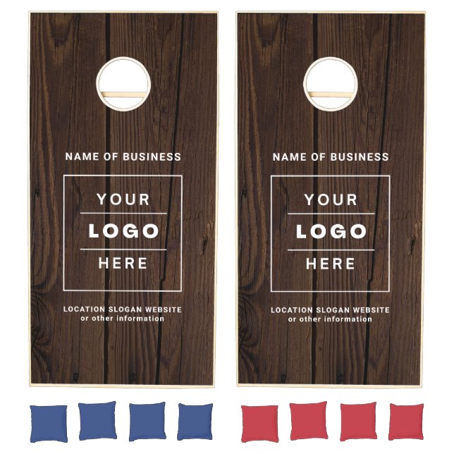 Rustic Wood Custom Business Logo  Branded Cornhole Set (Set)