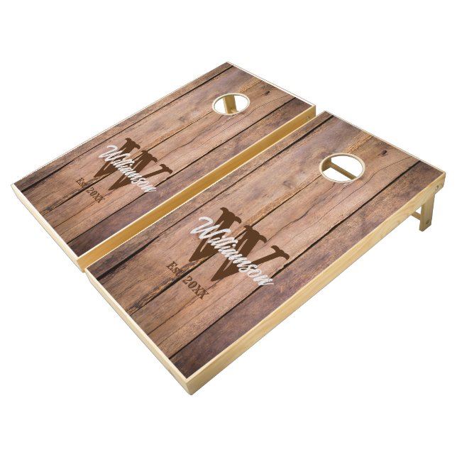 Rustic Wood Custom Cornhole Set (Angled)