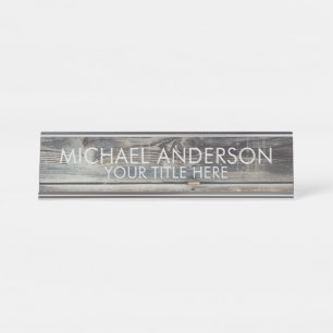 Rustic Wood Custom Desk Name Plate