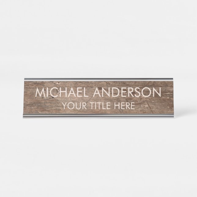 Rustic Wood Custom  Desk Name Plate (Front)