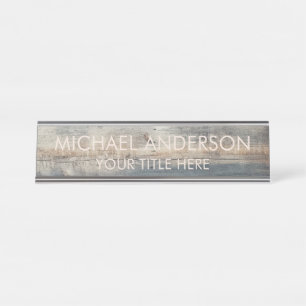 Rustic Wood Custom Desk Name Plate