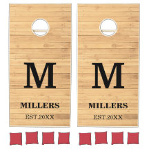 Rustic Wood Custom Family Monogram Name Year Corn