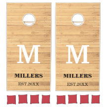 Rustic Wood Custom Family Monogram Name Year Corn