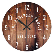 Rustic Wood Custom Family Name Farmhouse Large Clock Rustic Wood Custom Family Name Farmhouse Large Clock