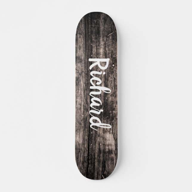Rustic Wood Custom Name Personalized  Skateboard (Front)