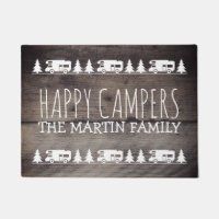 Rustic Wood Custom RV Camping | Happy Campers Doormat