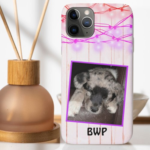 Rustic Wood Custom Square Photo Cute Puppy iPhone 11 Pro Case