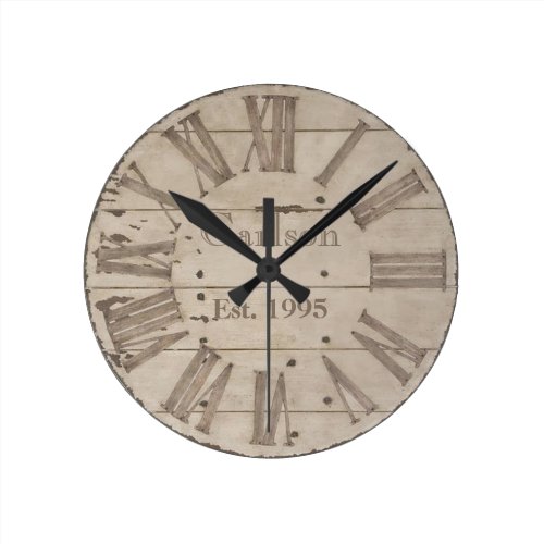 Rustic wood custom wall clock