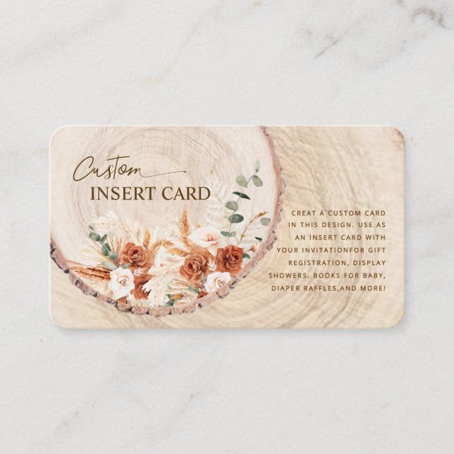 Rustic Wood Cut Grain Wedding Enclosure Card (Front)
