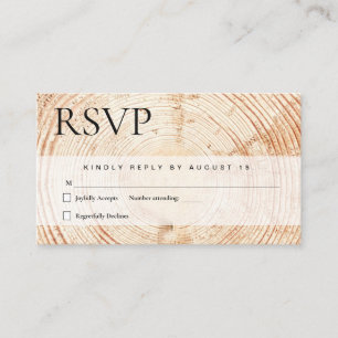 Rustic wood cut slice wedding rsvp enclosure card