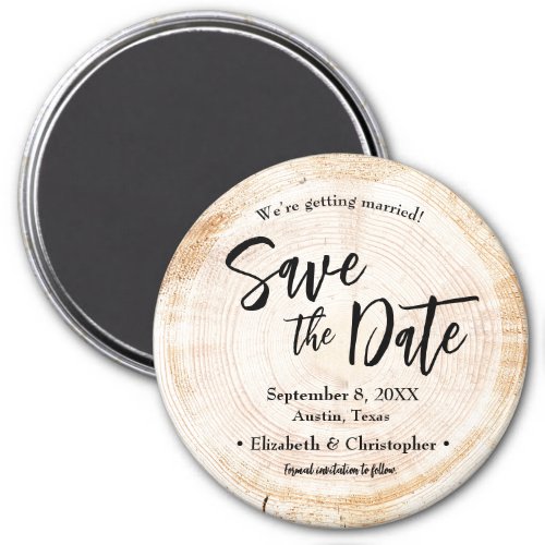 Rustic Wood Cut Slice Wedding Save the date  Magnet