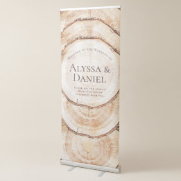 Rustic Wood Cut Slice Welcome to the Wedding Retractable Banner