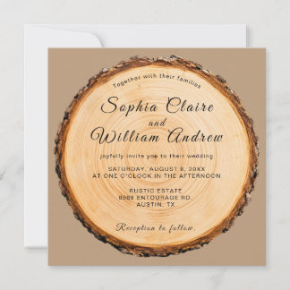 Rustic Wood Cut Wedding Invitation