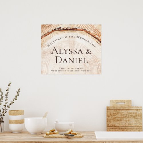 Rustic Wood Cut Welcome to the wedding Custom Poster