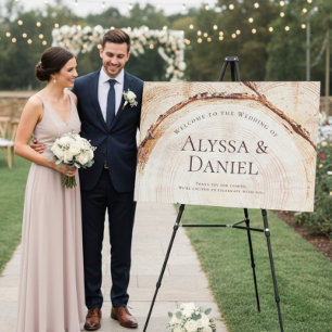 Rustic Wood Cut Welcome to the wedding large Foam Board