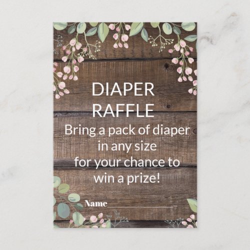 Rustic Wood Cute Baby Shower Diaper Raffle Ticket Enclosure Card