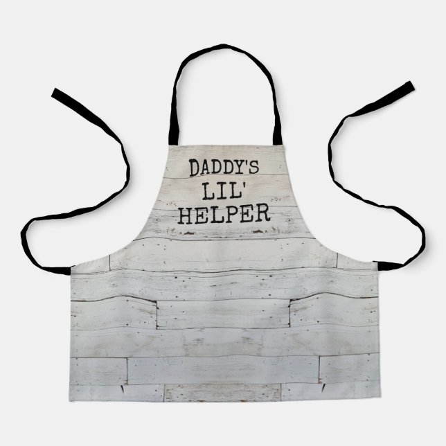 Rustic Wood Cute Daddy's Little Helper Apron (Front)
