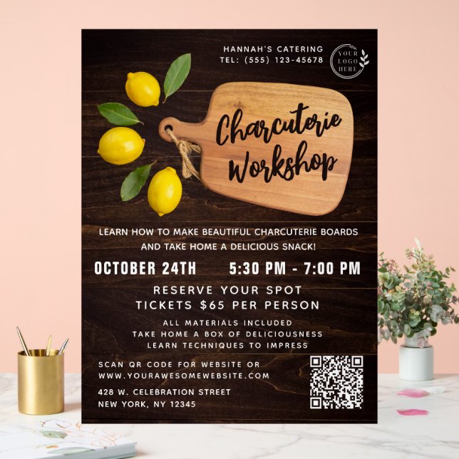 Rustic Wood Cutting Board Citrus Cooking Script  Acrylic Sign (Wedding)