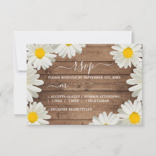 Rustic Wood Daisy Wedding RSVP