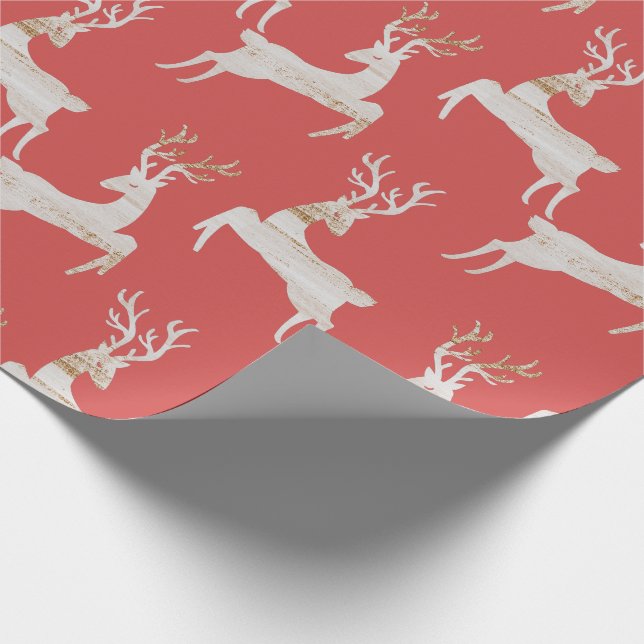Rustic Wood Deer Christmas Wrapping Paper (Corner)