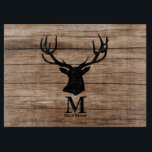 Rustic wood Deer elk buck monogram custom  Cutting Cutting Board<br><div class="desc">Rustic wood. Elk. Deer. Cabin. Lodge. Custom family name.</div>