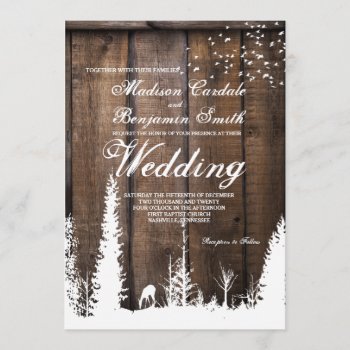 Rustic Wood Deer Pine Tree Wedding Invitations by RusticCountryWedding at Zazzle