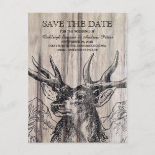 Rustic Wood Deer Save the Date Postcard