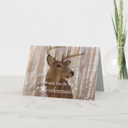 rustic wood deer the hunt is over bridesmaid invitation