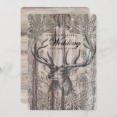 Rustic Wood | Deer Wedding Invitation (Front/Back)