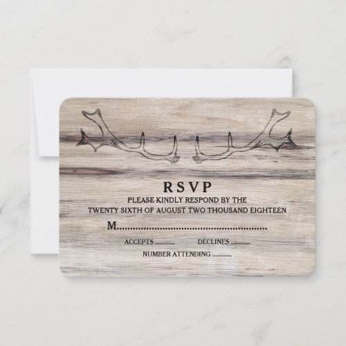 Rustic Wood  Deer Wedding RSVP Card