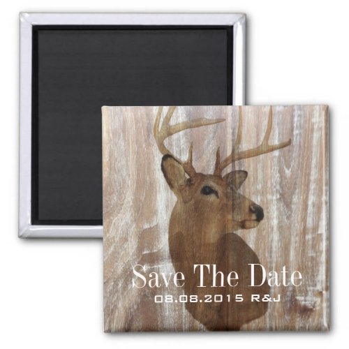 rustic wood deer wedding save the date magnet