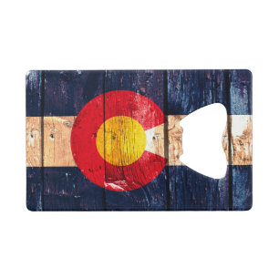 Rustic wood Denver Colorado flag card bottle open Credit Card Bottle Opener