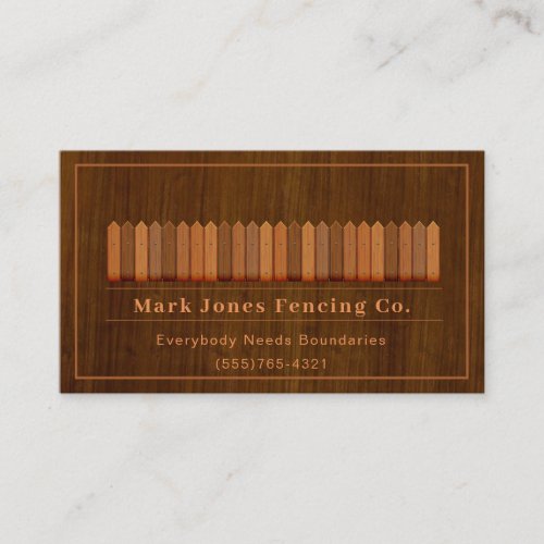 Rustic Wood Design Fencing Company Service Business Card