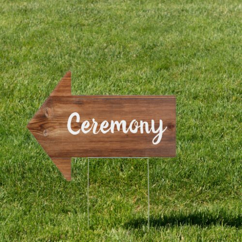 Rustic Wood Directional Arrow Wedding Ceremony  Sign