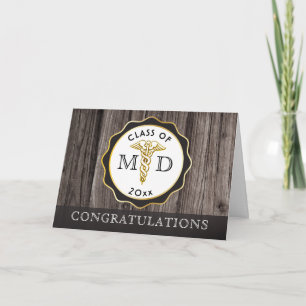 Rustic Wood Doctor Graduation Congratulations Card