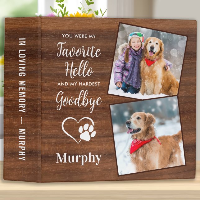 Rustic Wood Dog Memorial Photo Album 3 Ring Binder (Creator Uploaded)