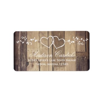 Rustic Wood Double Hearts Wedding Address Labels by RusticCountryWedding at Zazzle